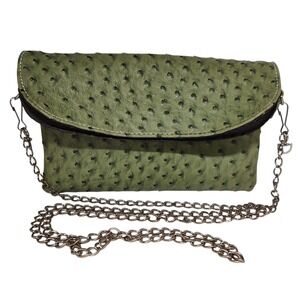 Okpta Envelope‎ Clutch Purse Wallet Crossbody with Chain Strap Green Textured